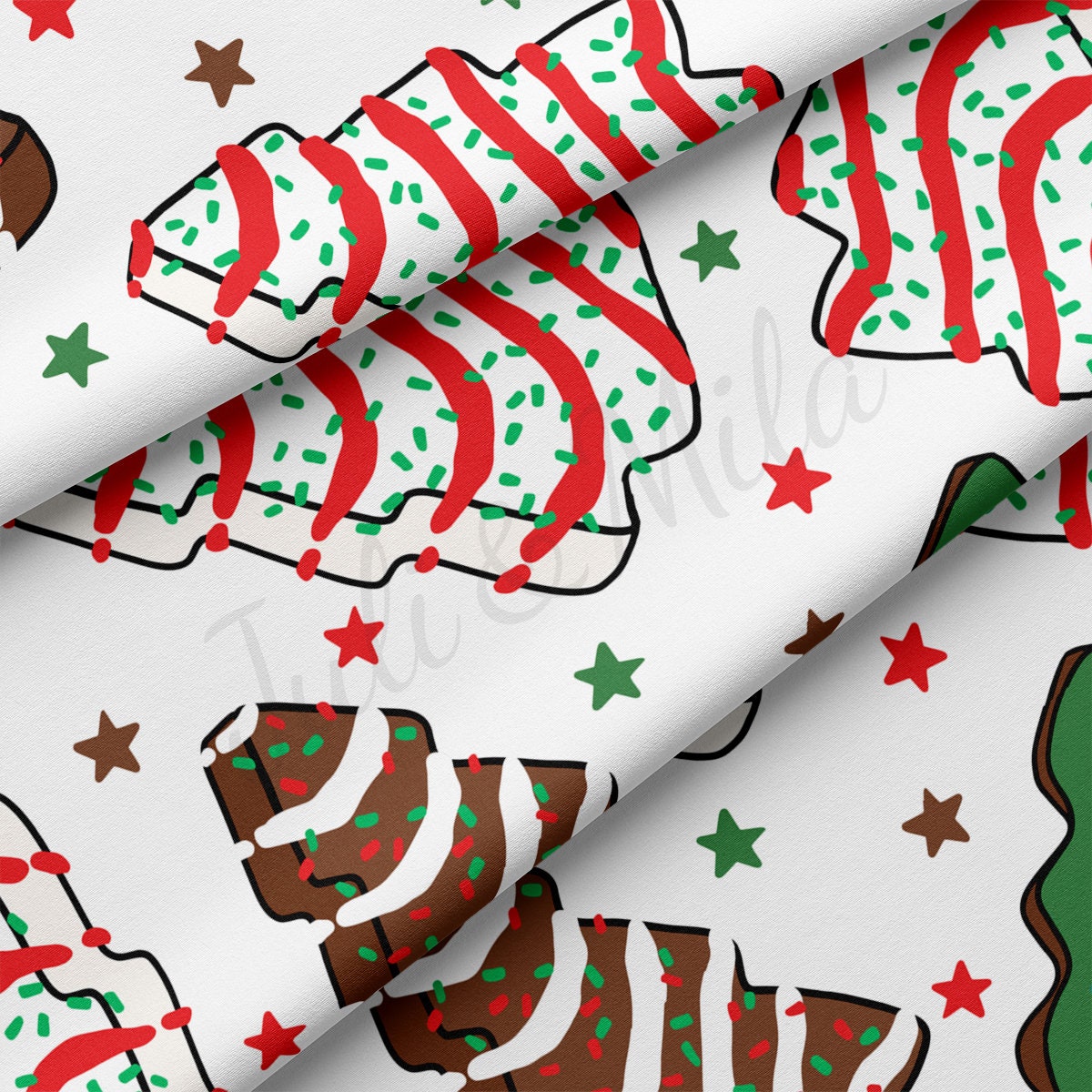 Christmas Cakes DBP Fabric Double Brushed Polyester Fabric bDBP1974