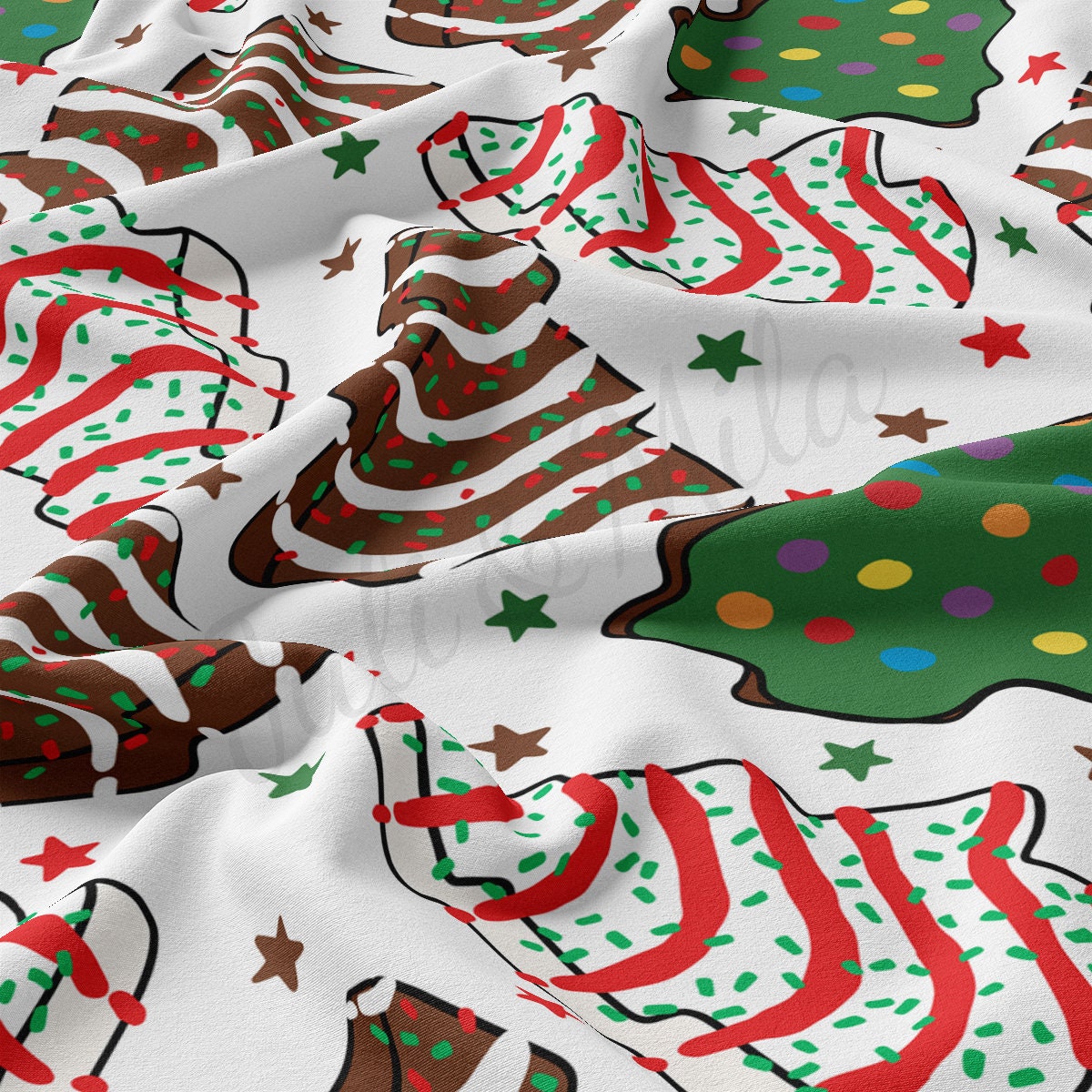 Christmas Cakes DBP Fabric Double Brushed Polyester Fabric bDBP1974