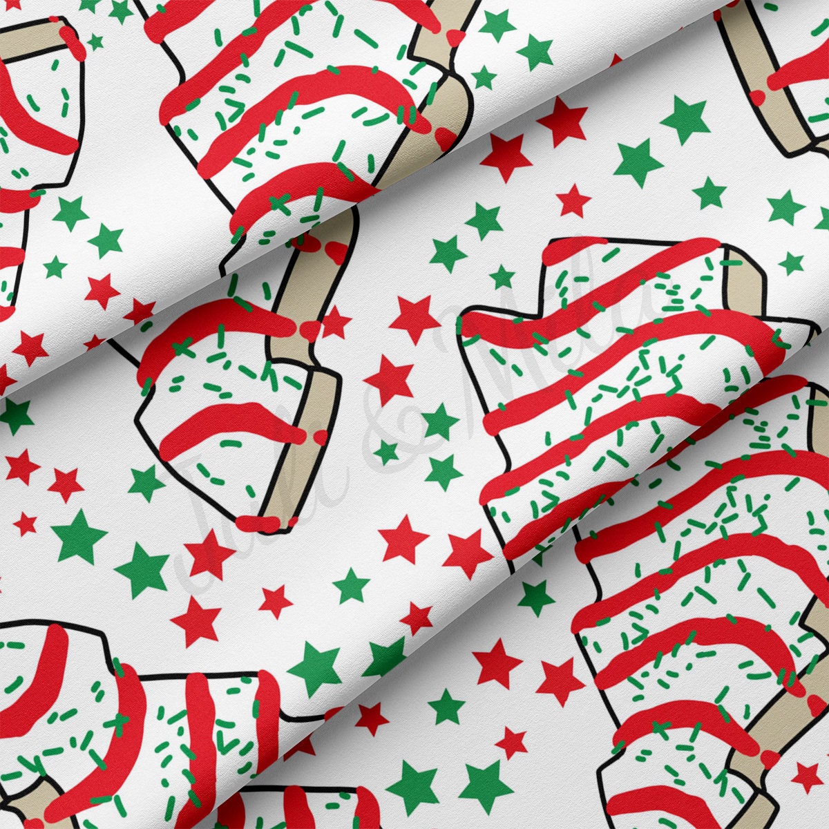Christmas CakesDouble Brushed Polyester Fabric DBP1976