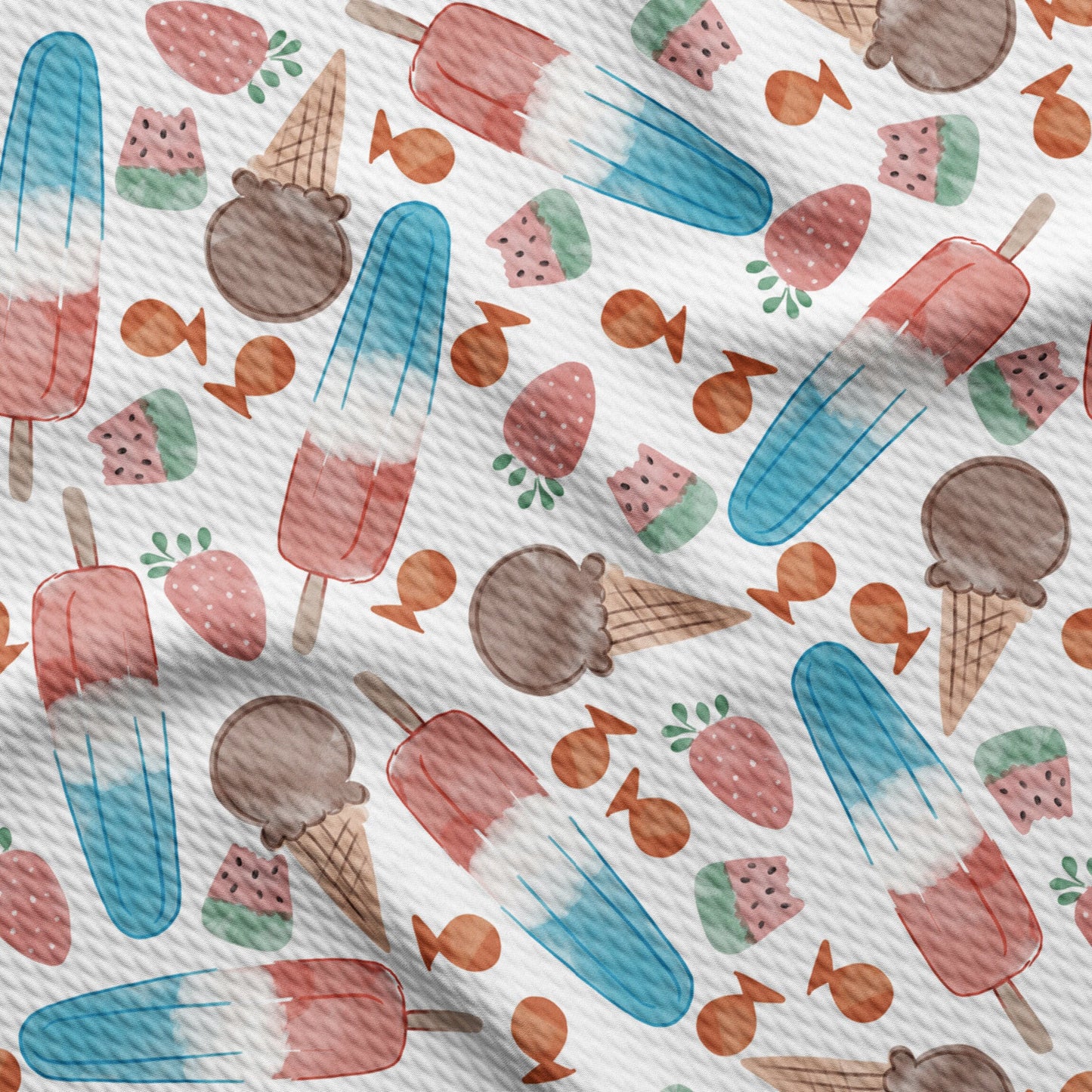 Ice Cream Patriotic 4th of July Liverpool Bullet Textured Fabric by the yard Stretch Fabric PT98