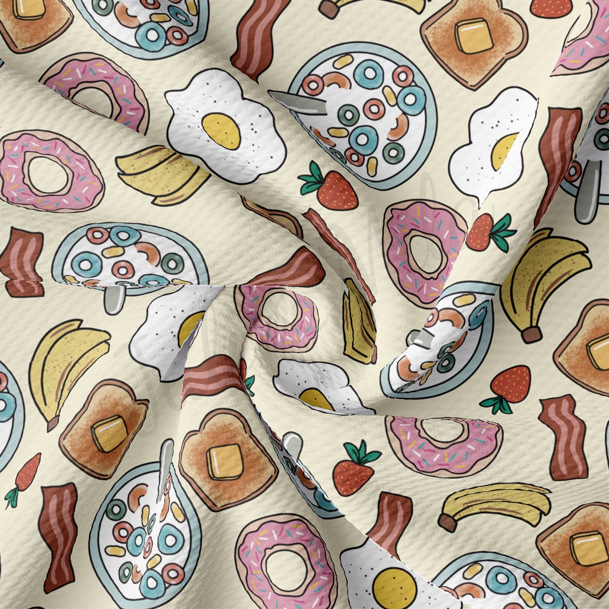 Food Printed Liverpool Bullet Textured Fabric by the yard 4Way Stretch Solid Strip Thick Knit Liverpool Fabric AA2084