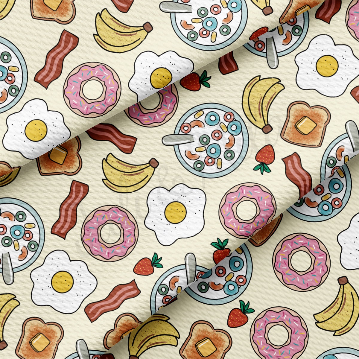 Food Printed Liverpool Bullet Textured Fabric by the yard 4Way Stretch Solid Strip Thick Knit Liverpool Fabric AA2084