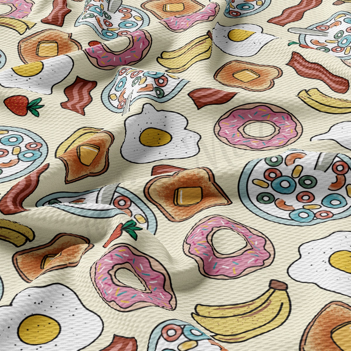Food Printed Liverpool Bullet Textured Fabric by the yard 4Way Stretch Solid Strip Thick Knit Liverpool Fabric AA2084
