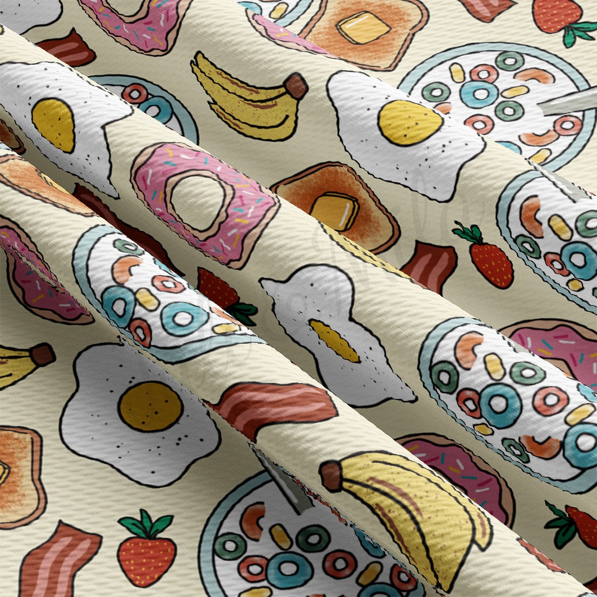 Food Printed Liverpool Bullet Textured Fabric by the yard 4Way Stretch Solid Strip Thick Knit Liverpool Fabric AA2084