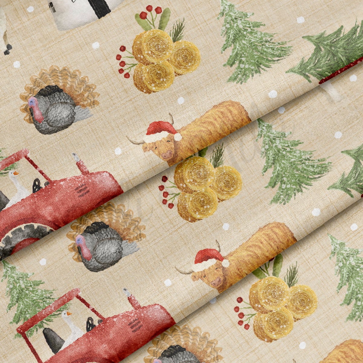 100% Cotton Fabric By the Yard Printed in USA Cotton Sateen -  Cotton CNT2013 Christmas
