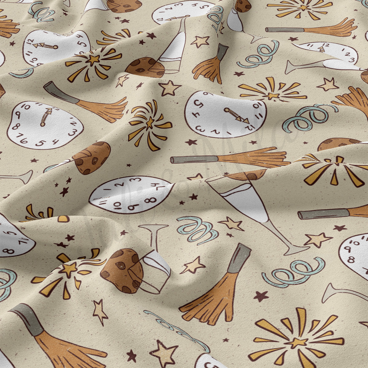 DBP Fabric Double Brushed Polyester Fabric by the Yard DBP Jersey Stretchy Soft Polyester Stretch Fabric DBP2133 Christmas  New Year&#39;s Eve