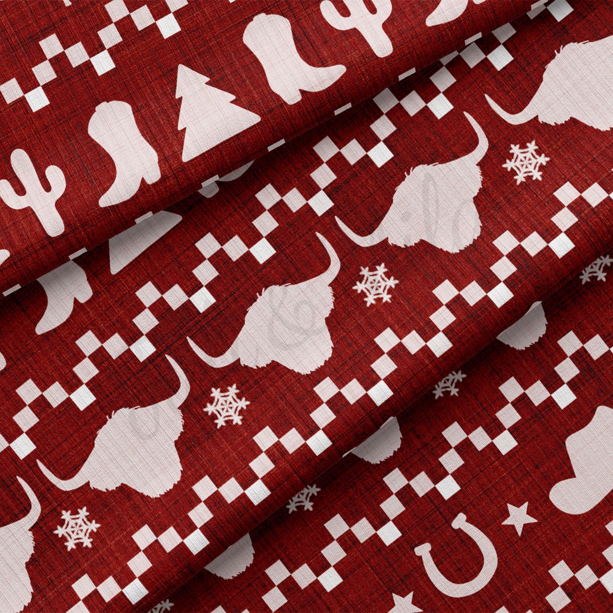 Christmas Rib Knit Fabric by the Yard Ribbed Jersey Stretchy Soft Polyester Stretch Fabric 1 Yard RBK2075