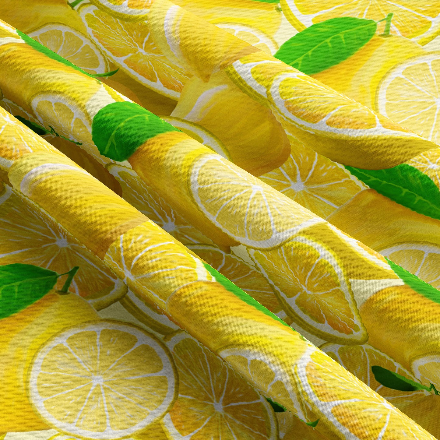 Lemon Printed Liverpool Bullet Textured Fabric by the yard 4 Way Stretch Solid Strip Thick Liverpool Fabric  (Lemon4)