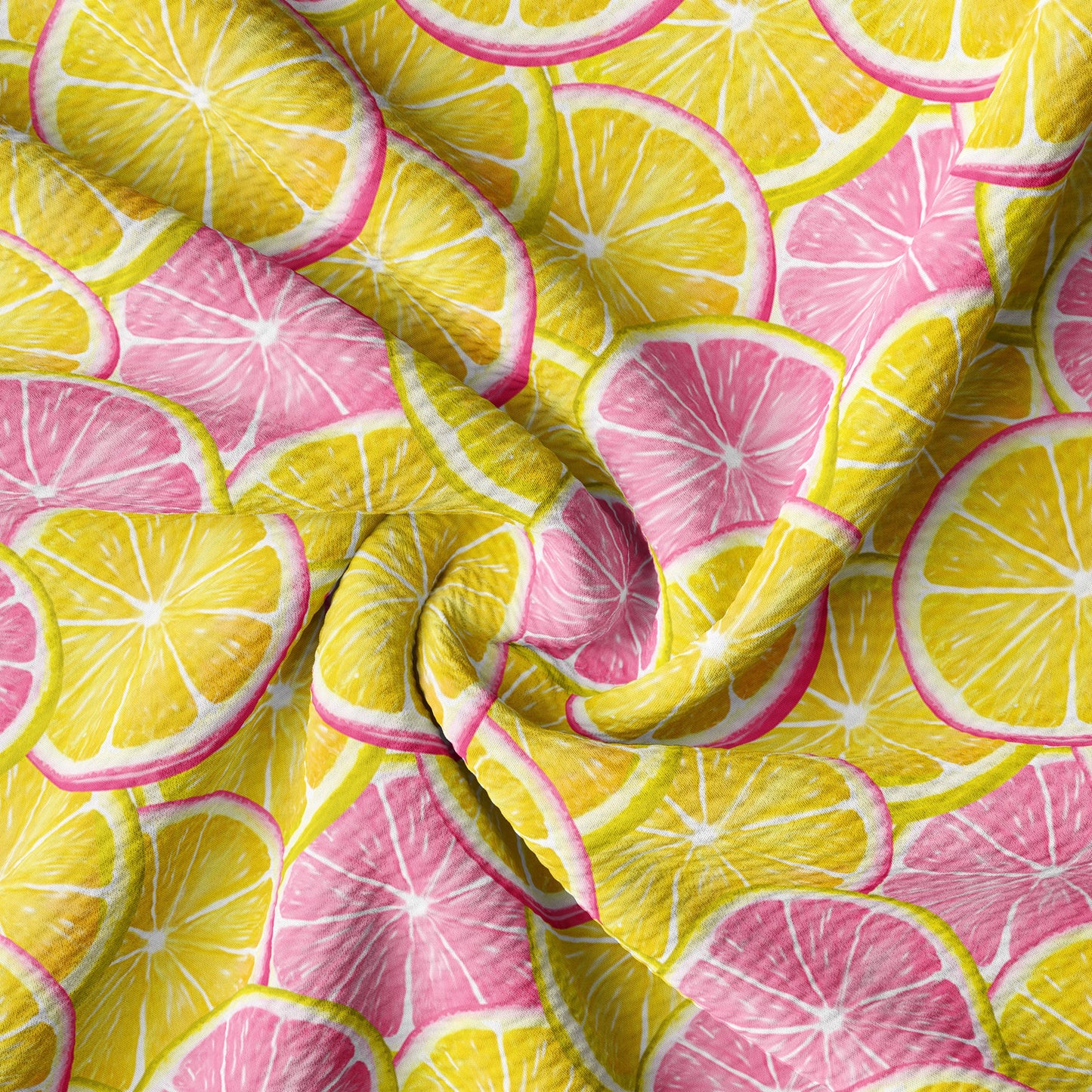 Lemon Printed Liverpool Bullet Textured Fabric by the yard 4 Way Stretch Solid Strip Thick Liverpool Fabric  (Lemon5)