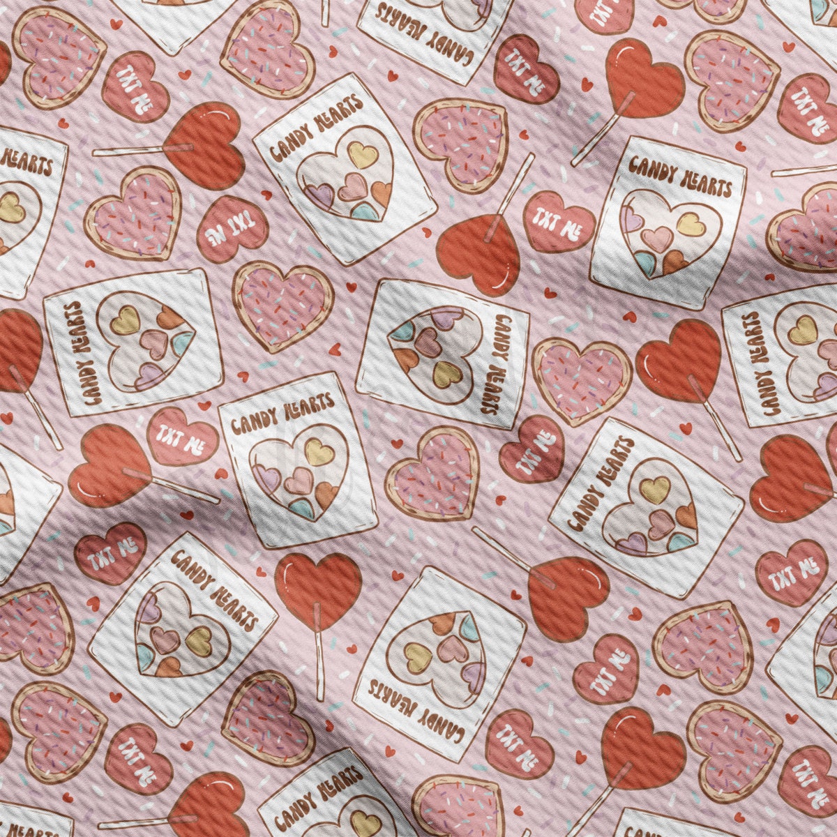 Valentine&#39;s Day Printed Liverpool Bullet Textured Fabric by the yard 4Way Stretch Solid Strip Thick Knit Liverpool Fabric AA2089