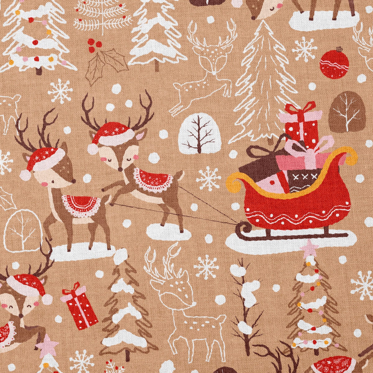 100% Cotton Fabric By the Yard Printed in USA Cotton Sateen -  Cotton  CTN2166 Christmas