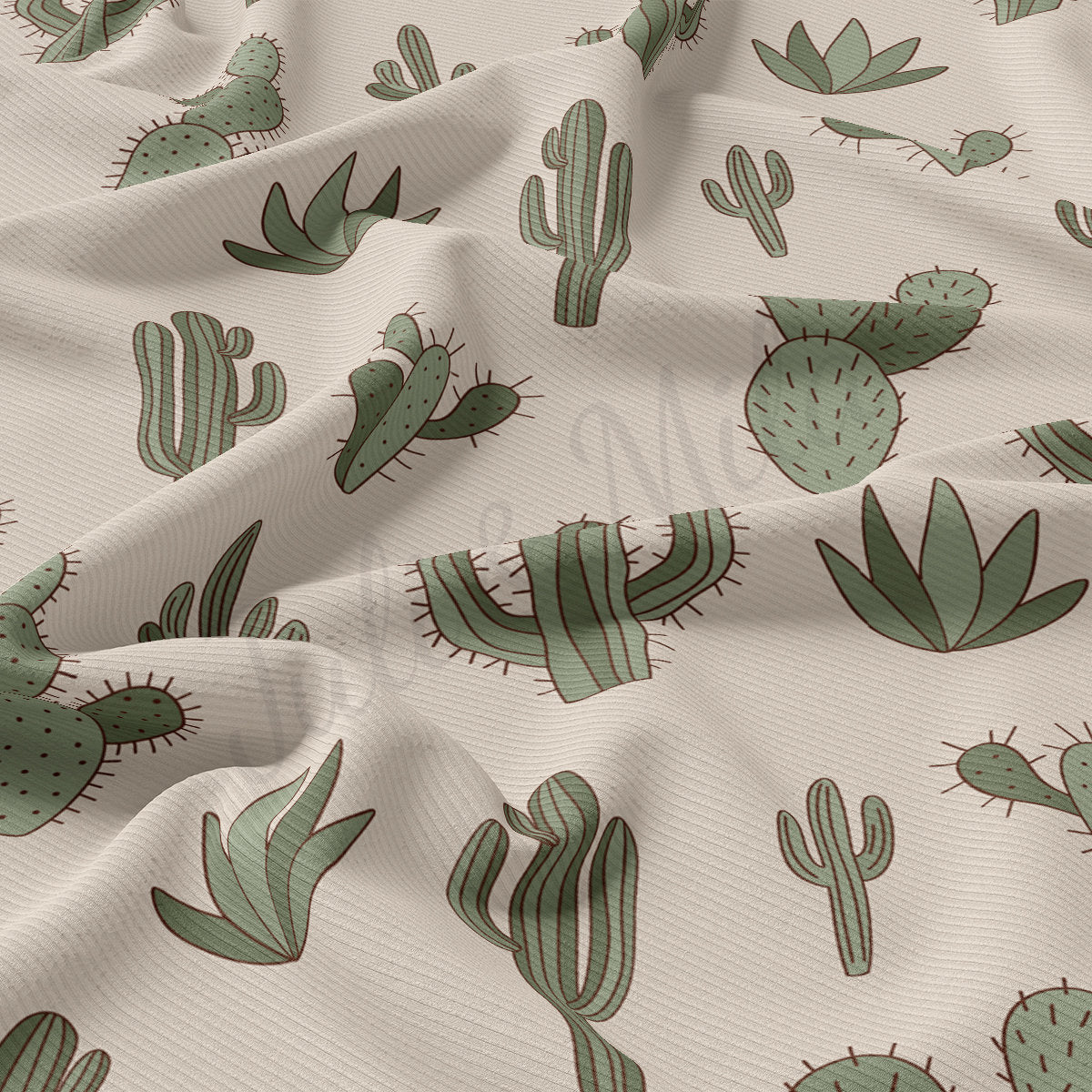 Boho Cactus Rib Knit Fabric by the Yard Ribbed Jersey Stretchy Soft Polyester Stretch Fabric 1 Yard  RBK2162