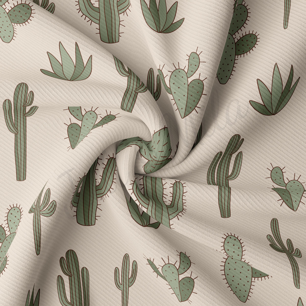 Boho Cactus Rib Knit Fabric by the Yard Ribbed Jersey Stretchy Soft Polyester Stretch Fabric 1 Yard  RBK2162