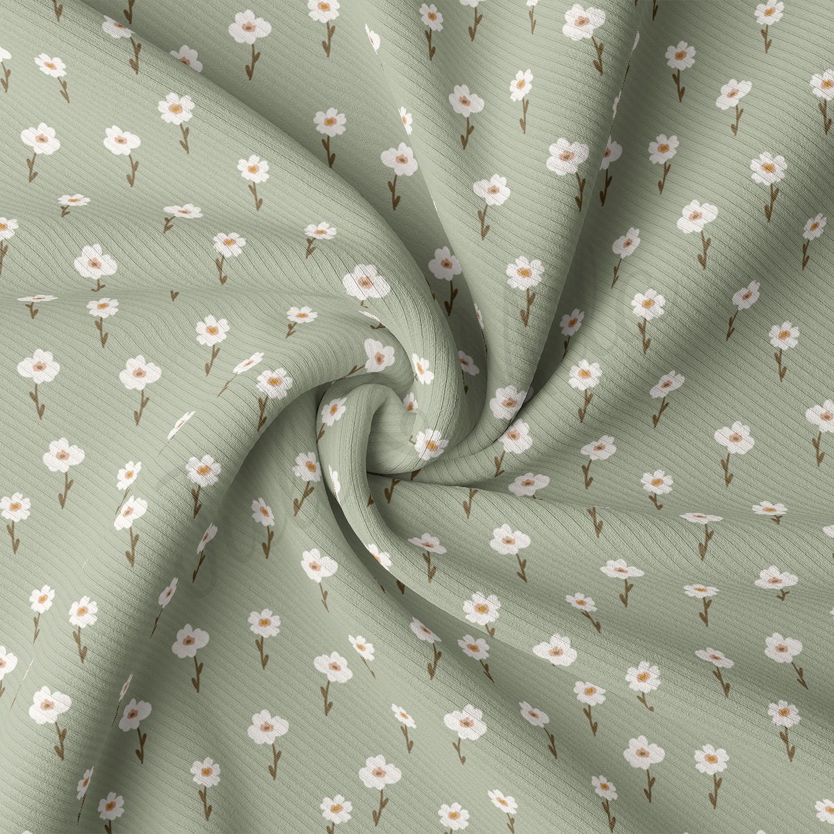 Floral Rib Knit Fabric by the Yard Ribbed Jersey Stretchy Soft Polyester Stretch Fabric 1 Yard  RBK2183