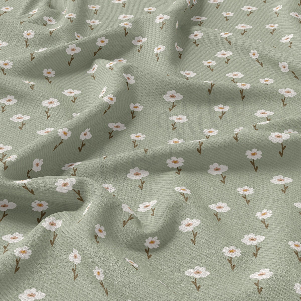Floral Rib Knit Fabric by the Yard Ribbed Jersey Stretchy Soft Polyester Stretch Fabric 1 Yard  RBK2183