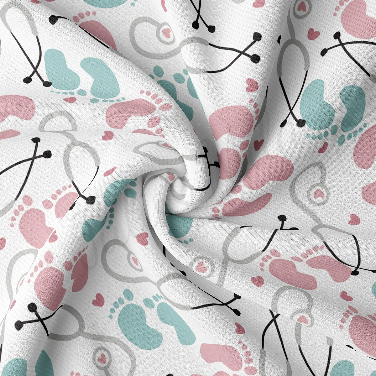 Rib Knit Fabric by the Yard Ribbed Jersey Stretchy Soft Polyester Stretch Fabric 1 Yard  RBK2081 Labor and Delivery L&D Nurse