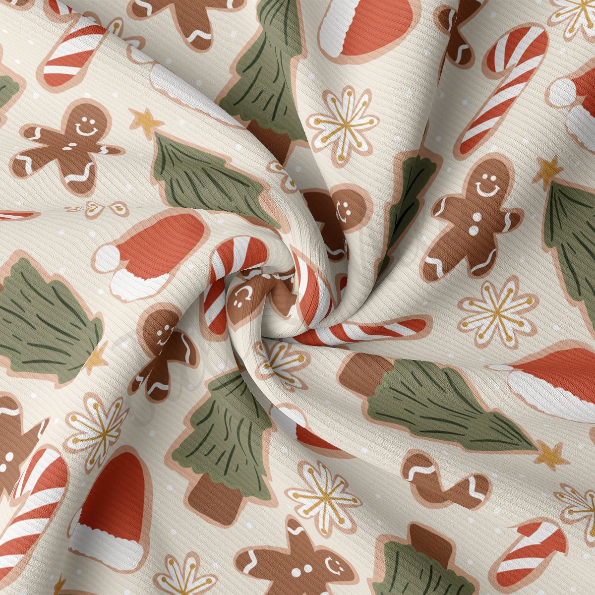 Rib Knit Fabric by the Yard Ribbed Jersey Stretchy Soft Polyester Stretch Fabric 1 Yard  RBK2098 Christmas