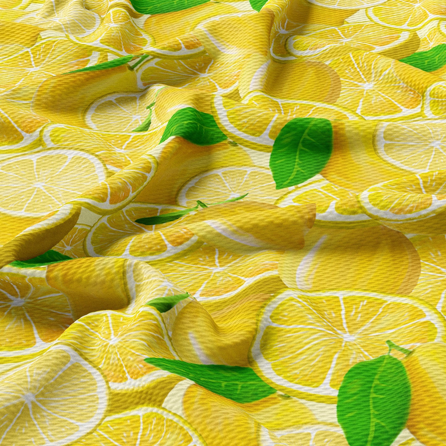 Lemon Printed Liverpool Bullet Textured Fabric by the yard 4 Way Stretch Solid Strip Thick Liverpool Fabric  (Lemon4)