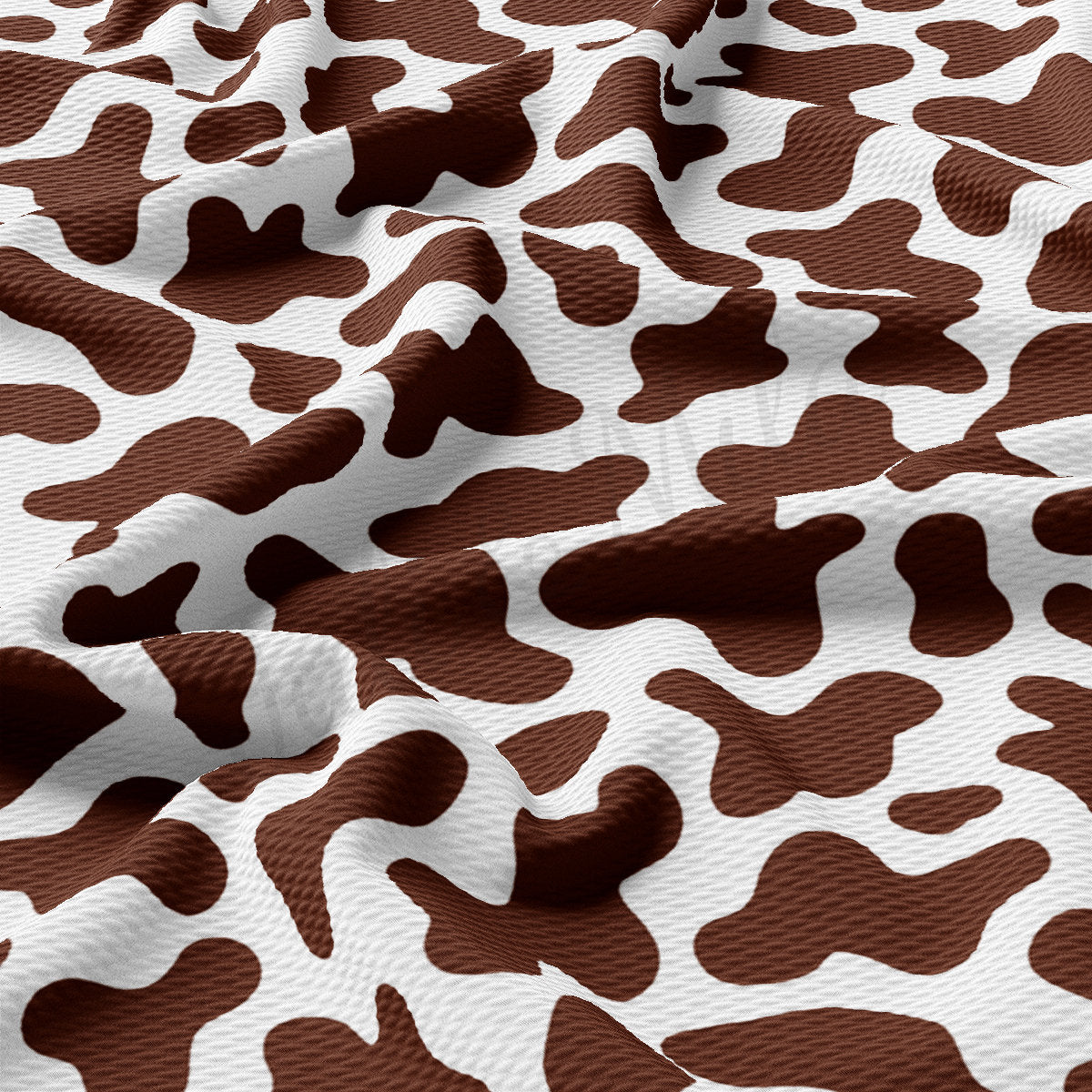 Brown Cow Spot Printed Liverpool Bullet Textured Fabric by the yard 4Way Stretch Solid Strip Thick Knit Liverpool Fabric AA2171