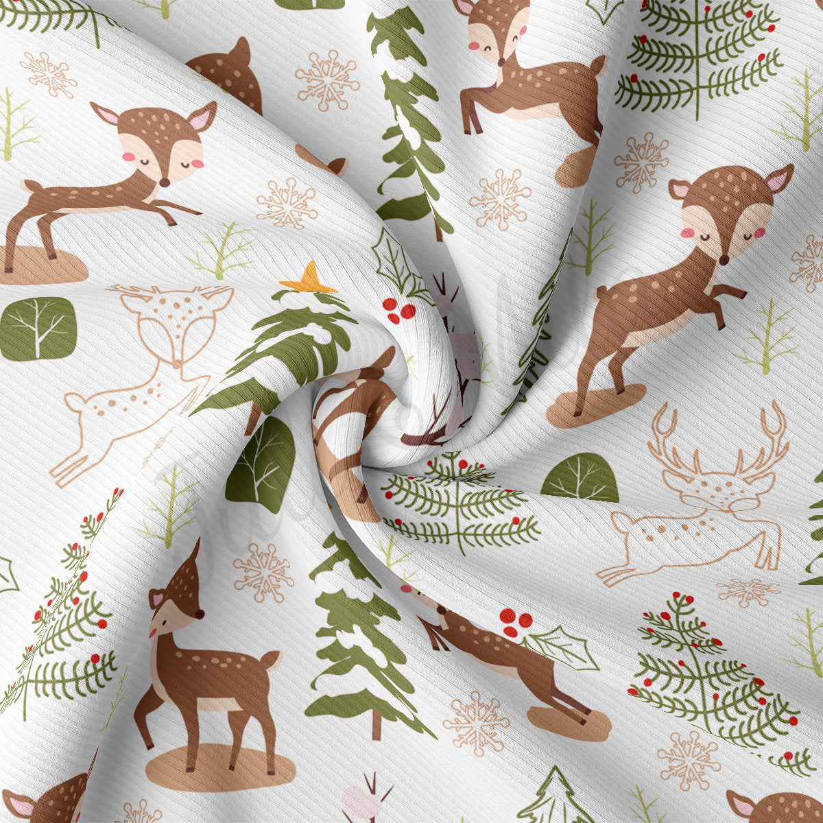 Christmas Rib Knit Fabric by the Yard Ribbed Jersey Stretchy Soft Polyester Stretch Fabric 1 Yard  RBK2180