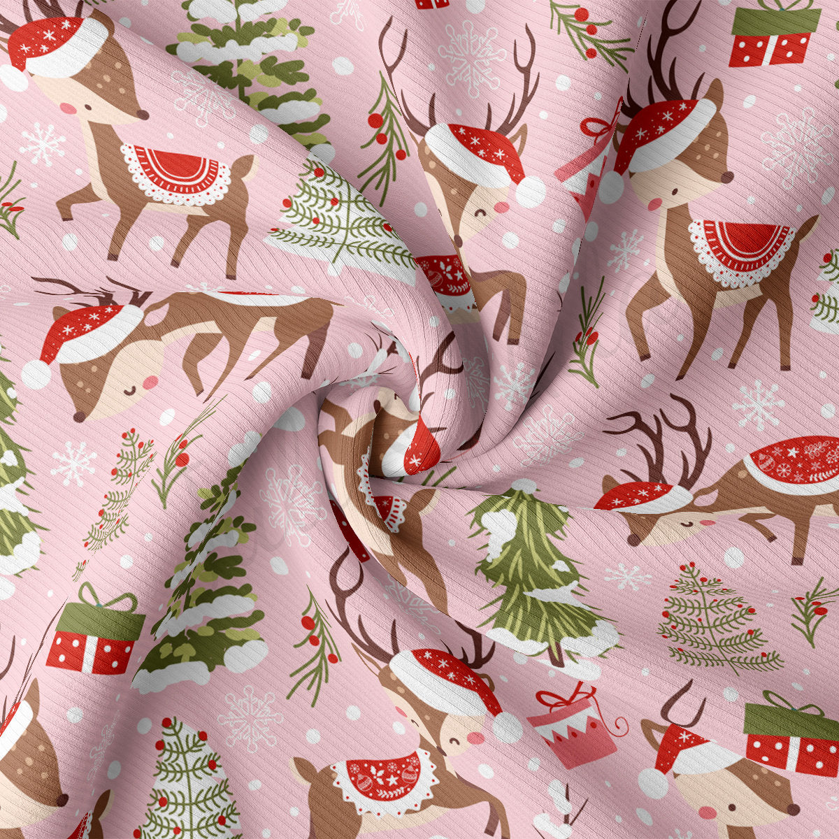 Christmas Rib Knit Fabric by the Yard Ribbed Jersey Stretchy Soft Polyester Stretch Fabric 1 Yard  RBK2182