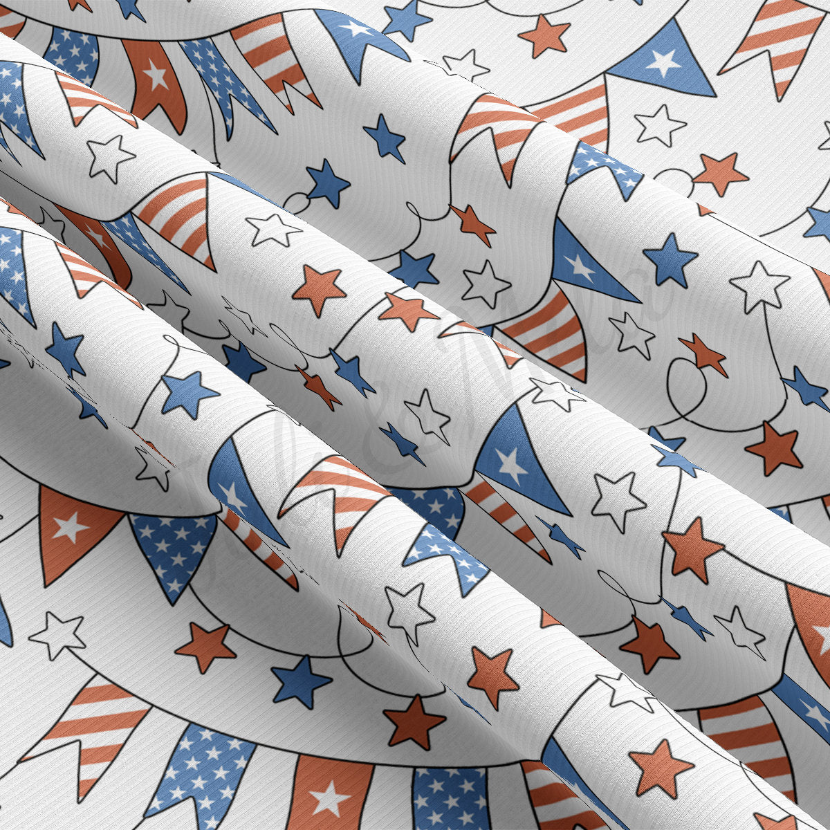 4th of July Patriotic Rib Knit Fabric by the Yard Ribbed Jersey Stretchy Soft Polyester Stretch Fabric 1 Yard  RBK2189