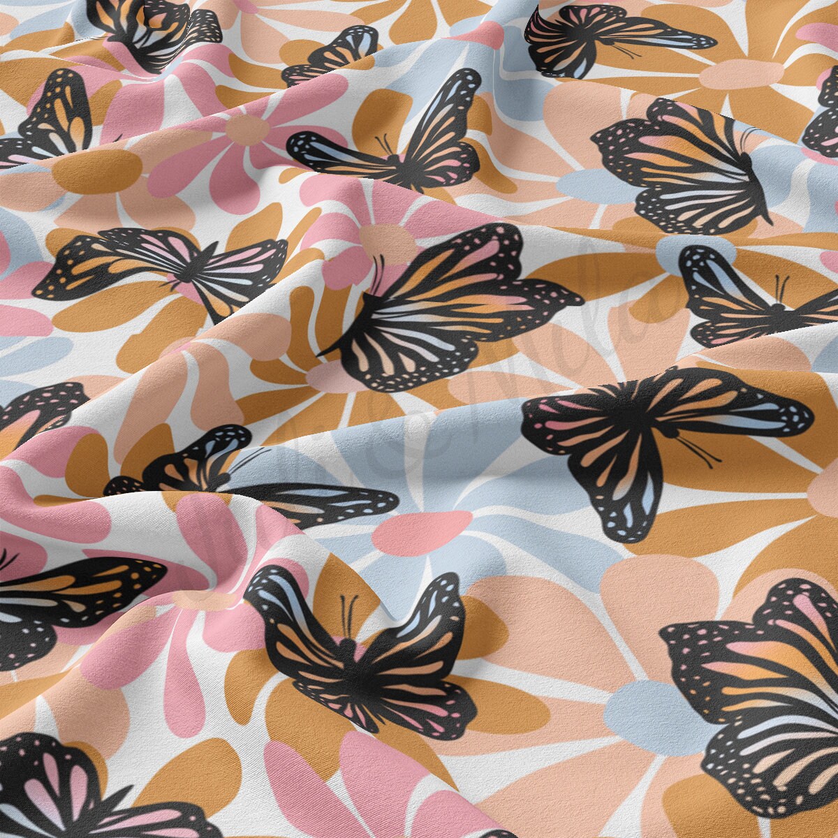 DBP Fabric Double Brushed Polyester DBP2262 Butterflies