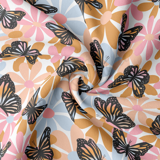 DBP Fabric Double Brushed Polyester DBP2262 Butterflies