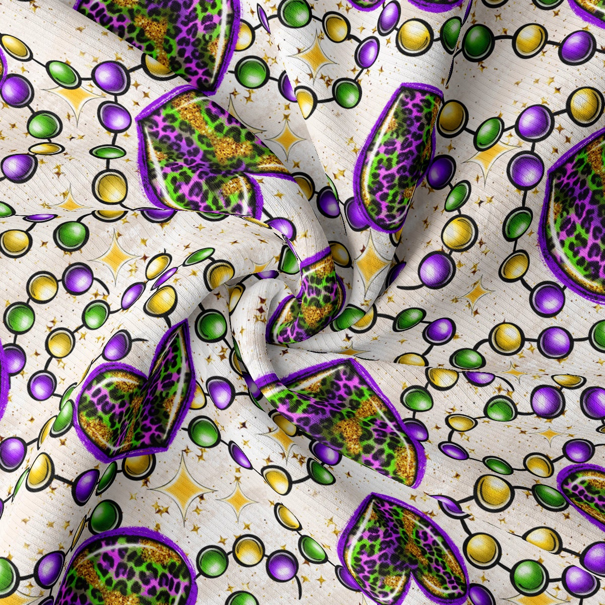 Rib Knit Fabric RBK2397 Mardi Gras