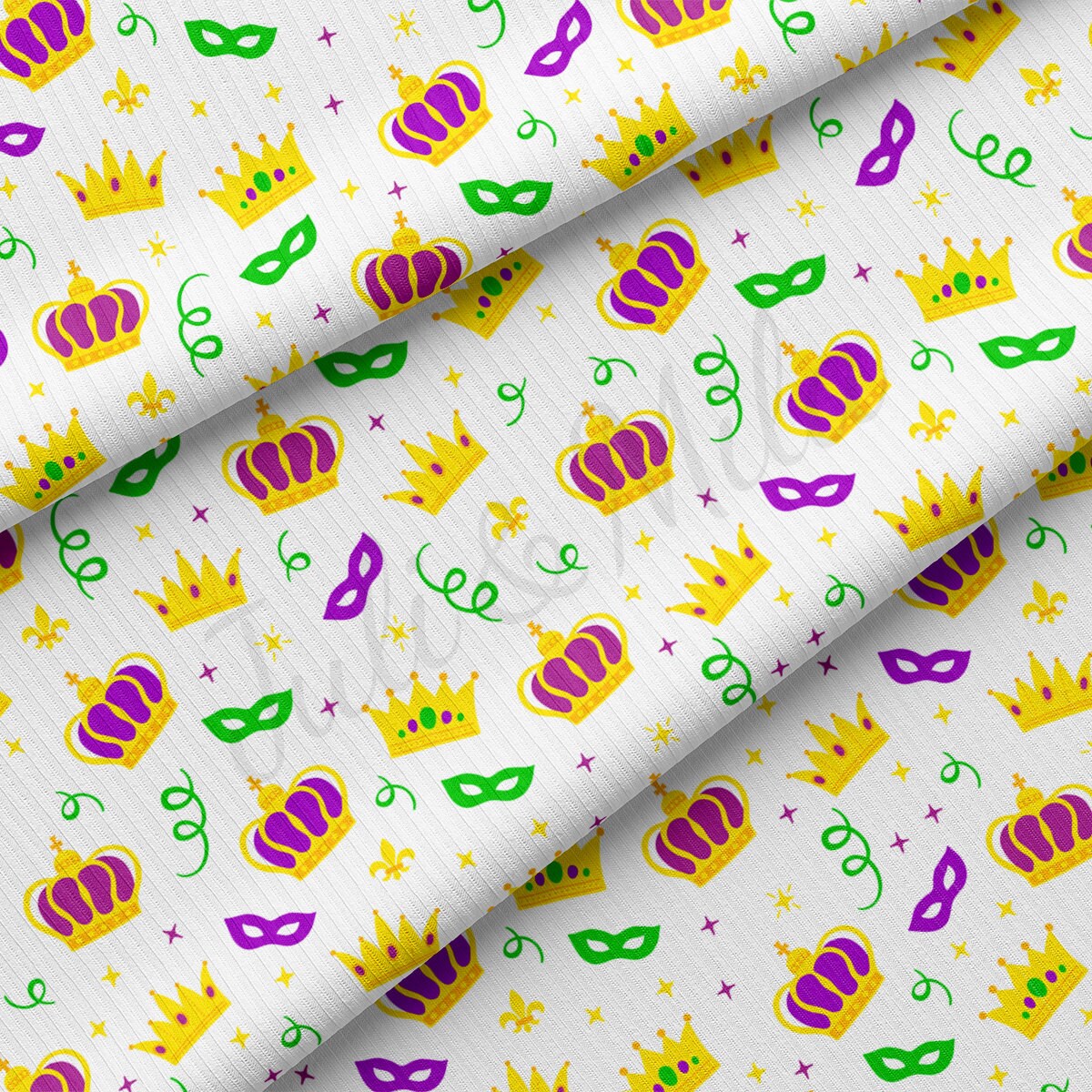 Rib Knit Fabric  RBK2347 Mardi Gras