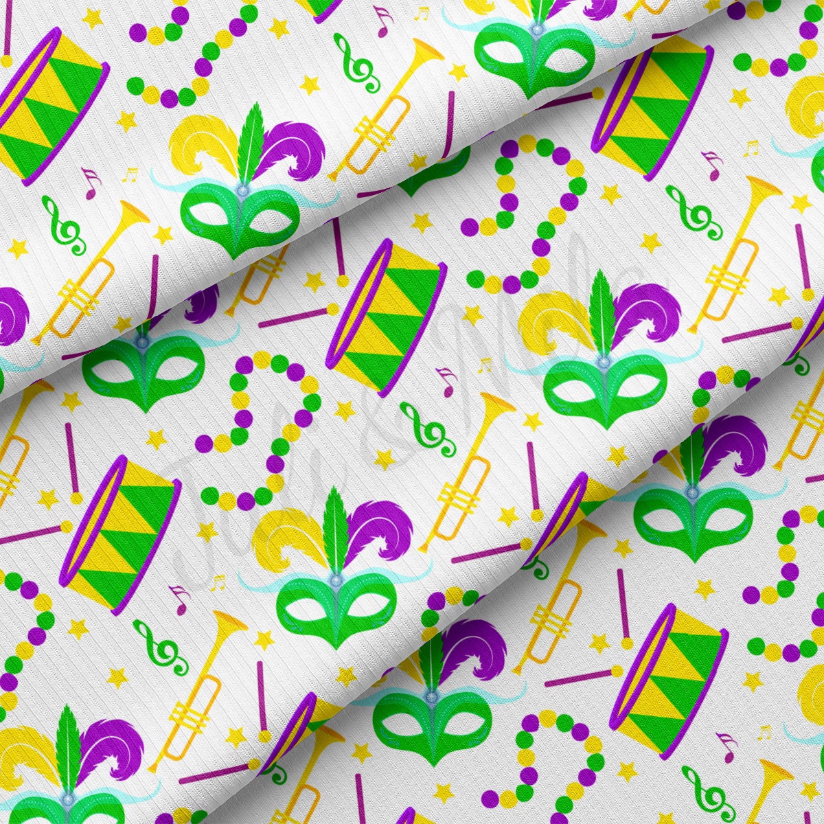 Rib Knit Fabric RBK2349 Mardi Gras