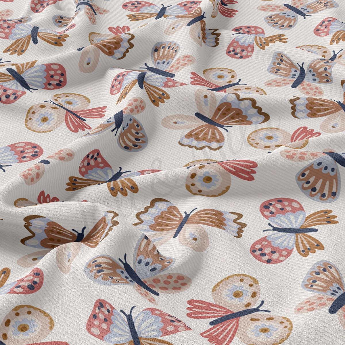 Rib Knit Fabric RBK2432 Butterflies