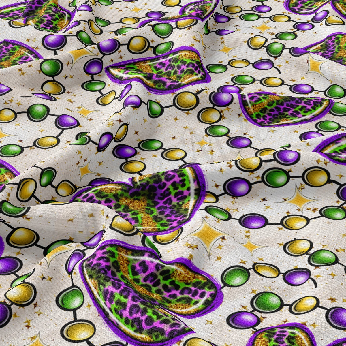 Rib Knit Fabric RBK2397 Mardi Gras