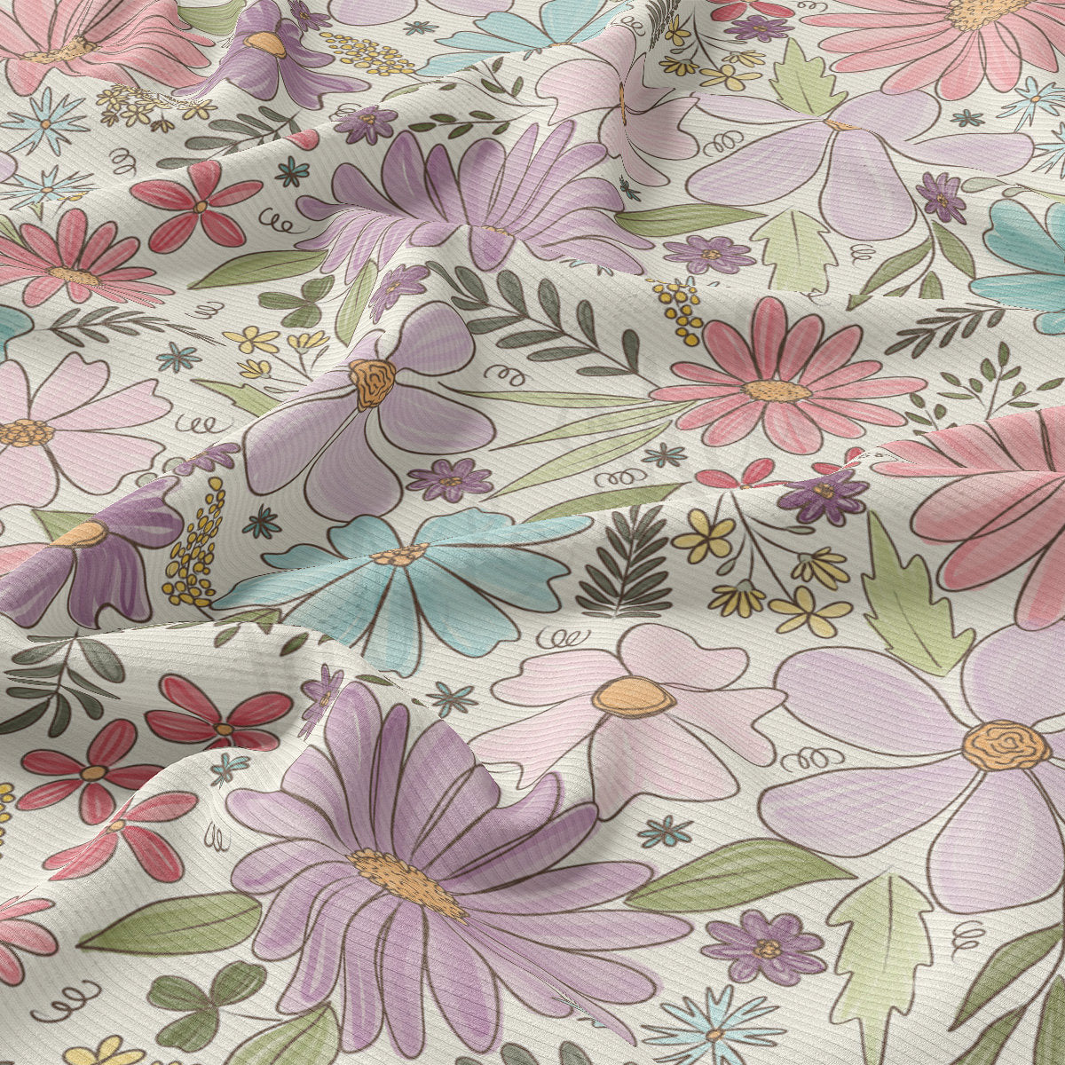 Rib Knit Fabric RBK2563 Floral