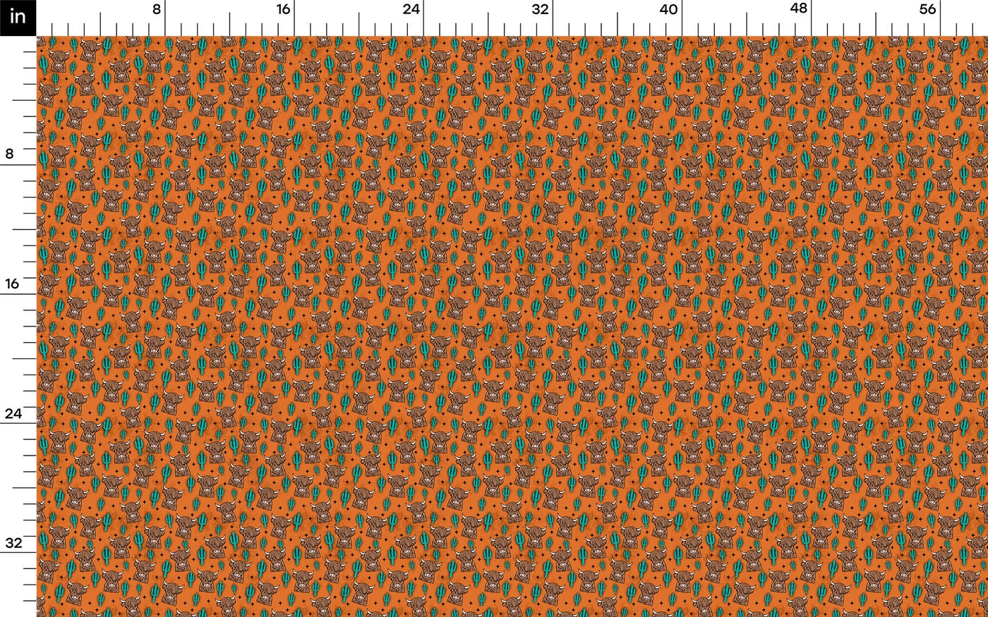Rib Knit Fabric RBK2568 Bohemian Boho Highland Cow