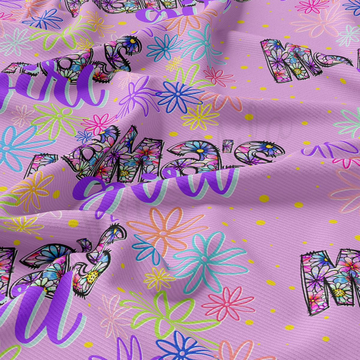Rib Knit Fabric RBK2497 Mama's Girl