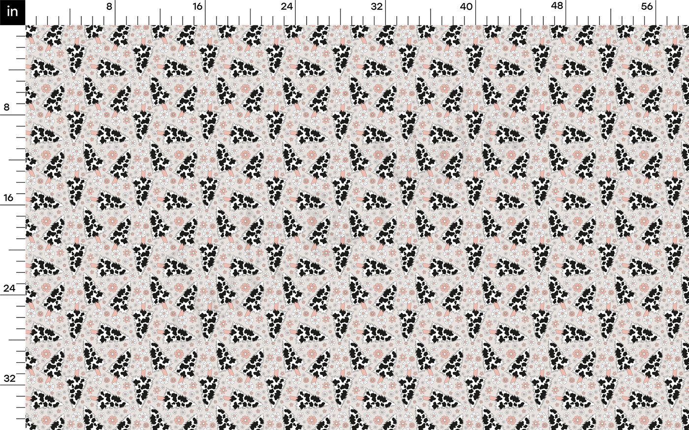 Rib Knit Fabric RBK2605 Cow  Christmas