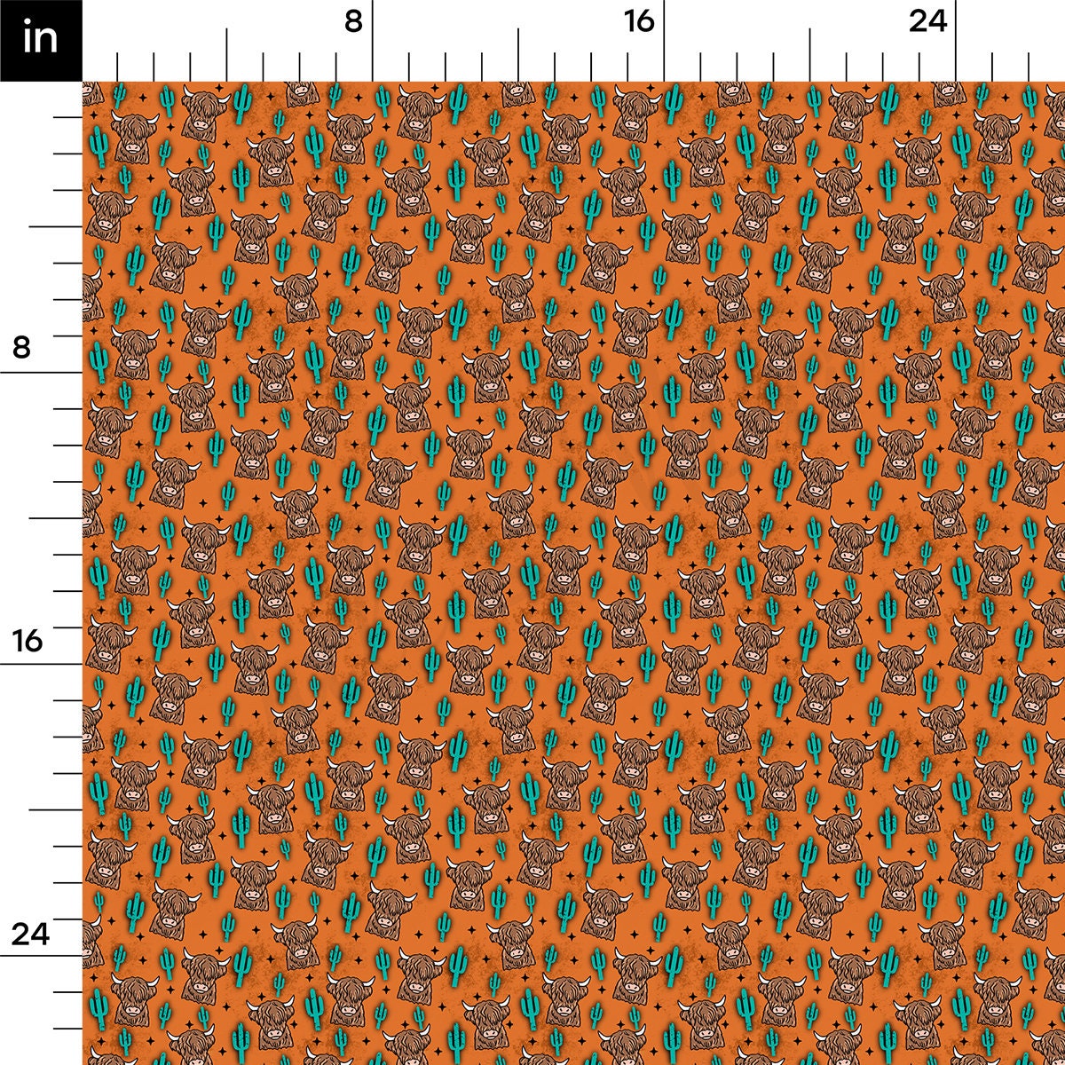 Rib Knit Fabric RBK2568 Bohemian Boho Highland Cow