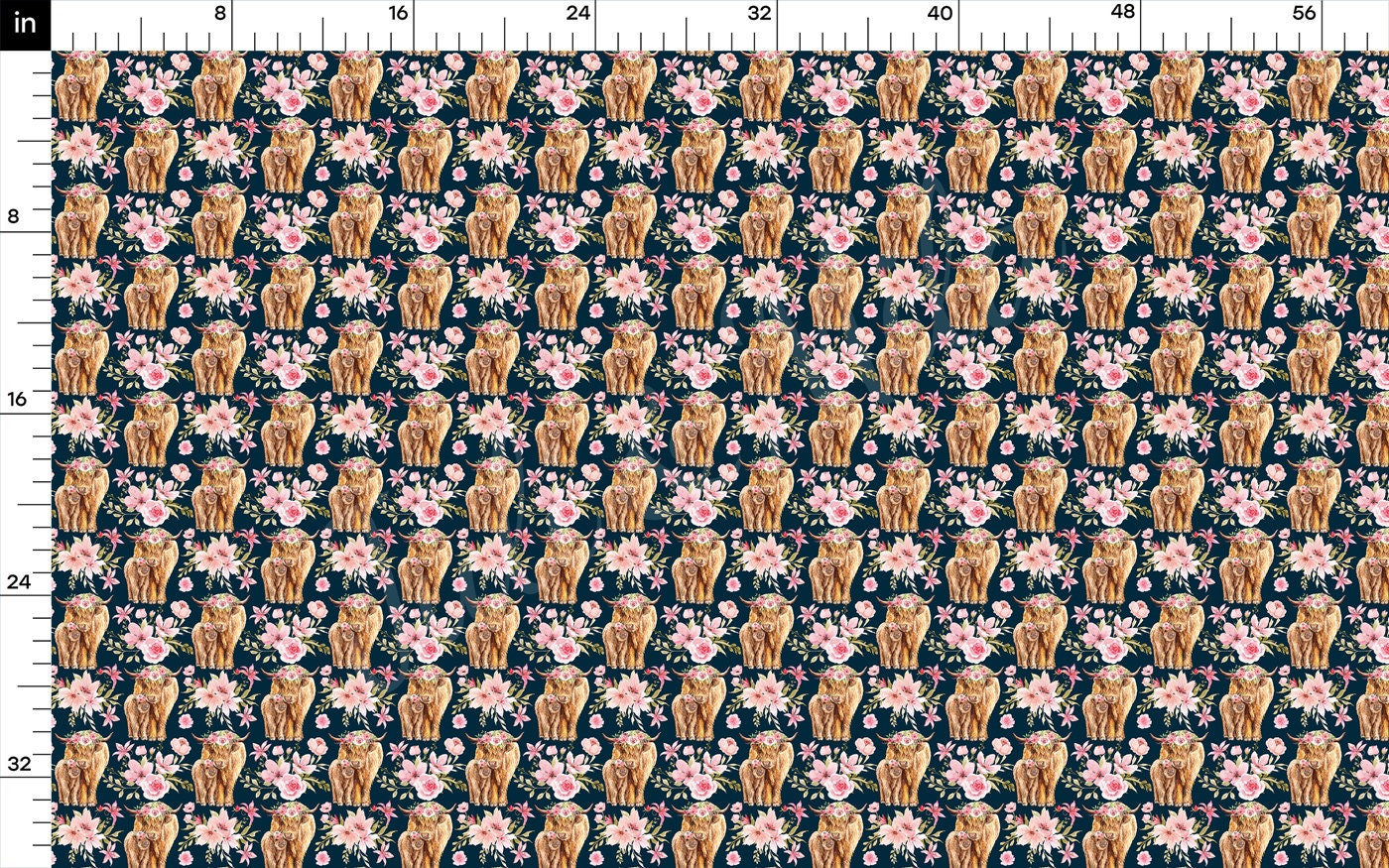 Rib Knit Fabric RBK2570 Highland Cow
