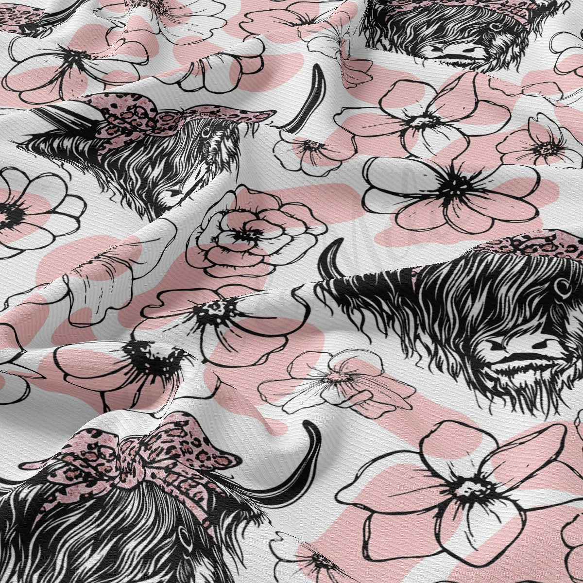 Rib Knit Fabric RBK2571 Highland Cow