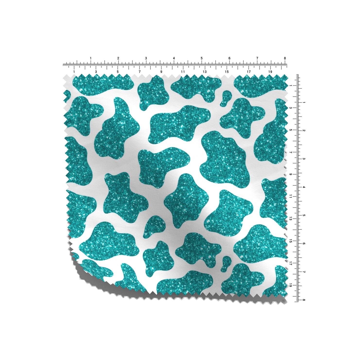100% Cotton Fabric By the Yard Printed in USA Cotton Sateen -  Cotton CTN2634 Turquoise Glitter Cow