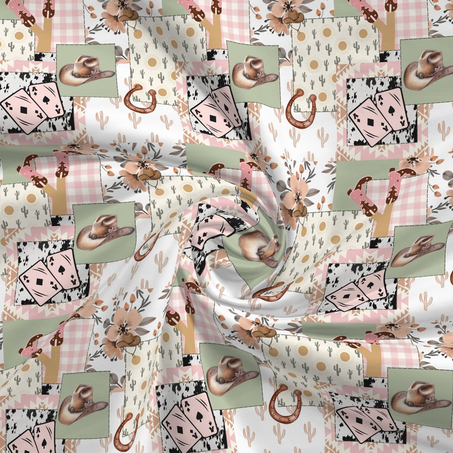 100% Cotton Fabric By the Yard Printed in USA Cotton Sateen -  Cotton CTN2642 Boho Western